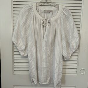 NWT Loft white textured cotton peasant blouse